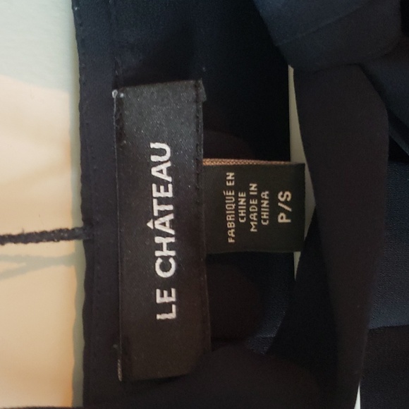 Navy blue top with neck tie from le chateau - Picture 3 of 7